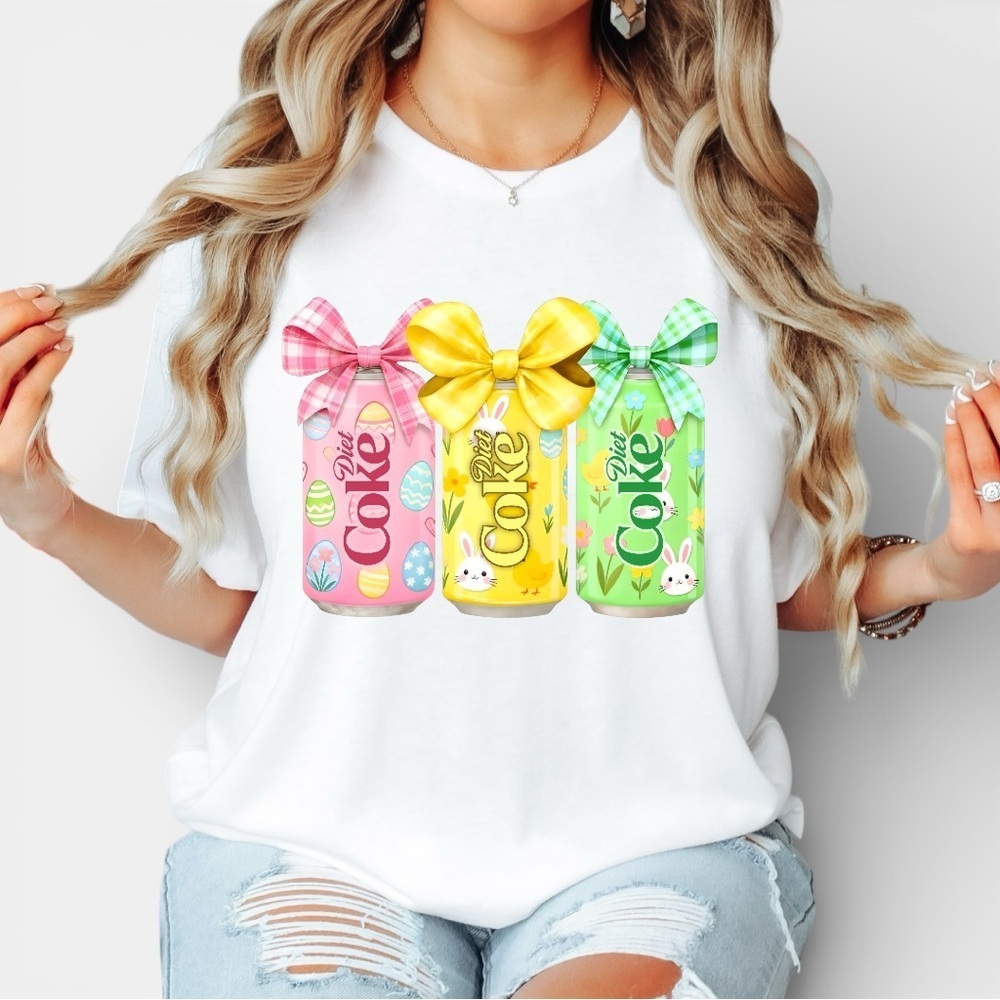 Easter Peeps Diet Coke Shirt with Bows Pastel Bunny - Picture 2 of 6